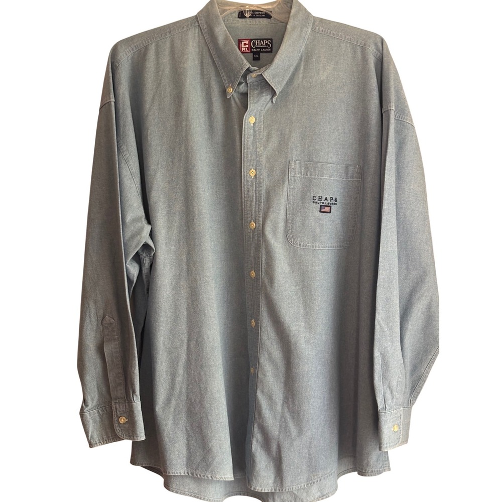 Chaps Ralph Lauren XXL Long Sleeve Chambray Button Down Shirt Mens